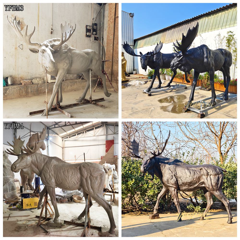 large bronze moose statue custom-made by our factory