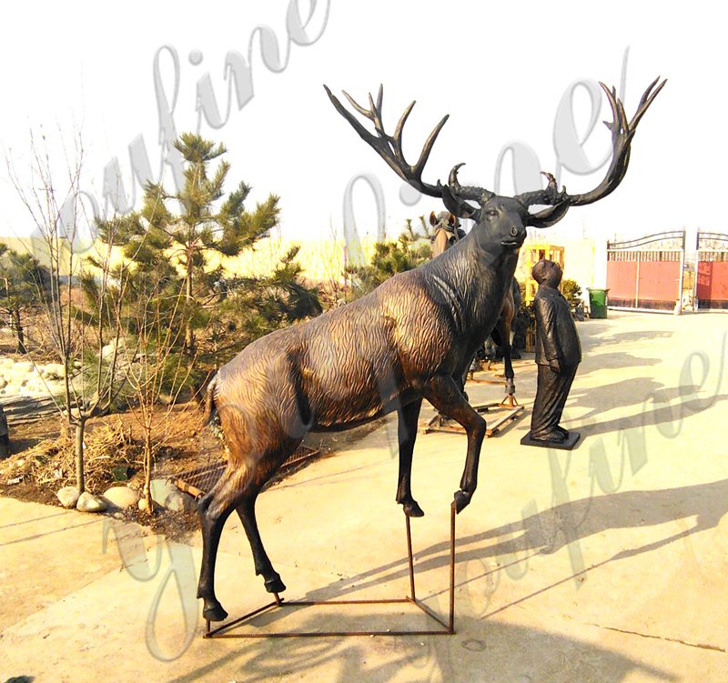 Buy Full Size Bronze Elk Statue for Garden Decor Supplier BOKK-273 - Bronze Deer Sculpture - 17