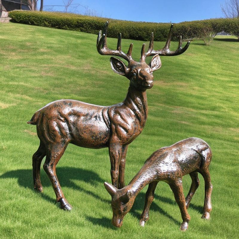 Life-size Bronze Deer Statue Outdoor Garden Decor BOK1-029 - Bronze Deer Sculpture - 2