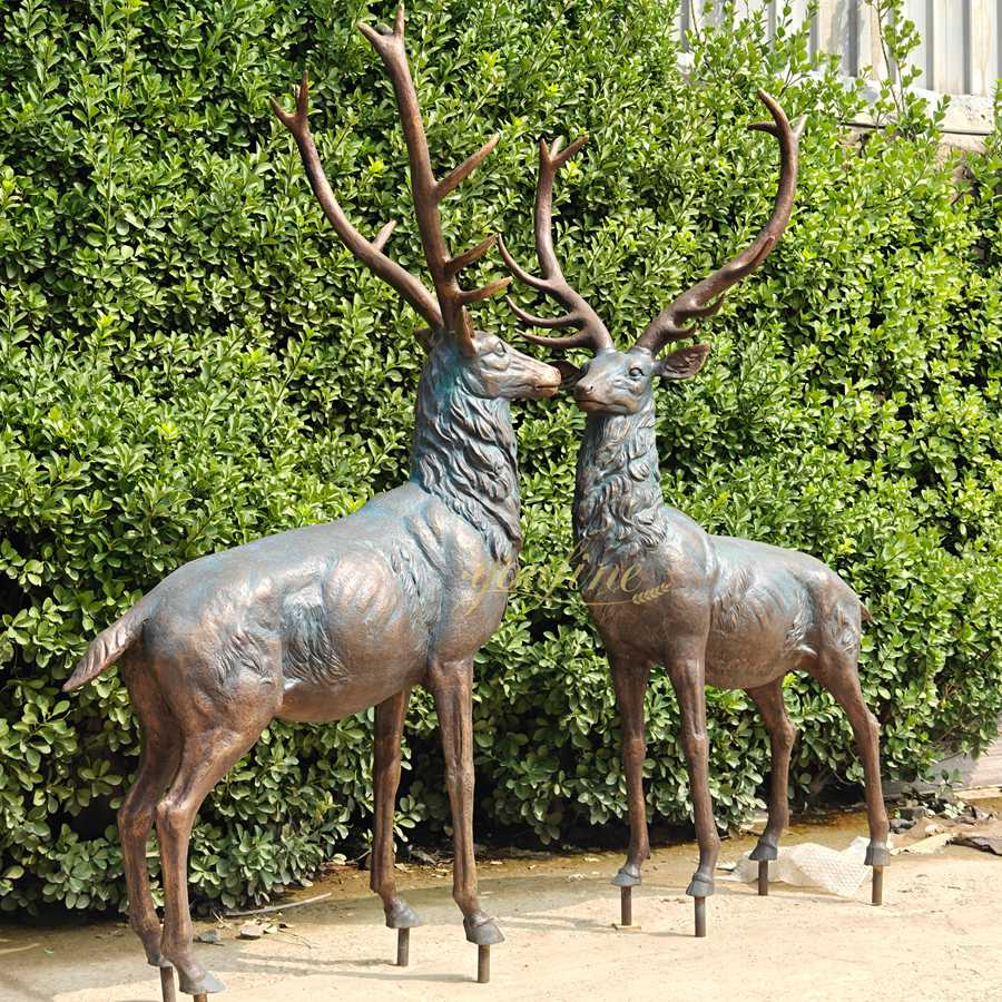 Antique Bronze Stag Statue BOKK-268 - Bronze Deer Sculpture - 7 lifesize Bronze Stag sculpture