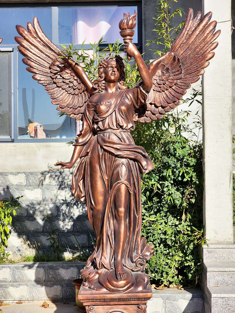 Life Size Bronze Angel Sculptures Holding Torch for Sale BOKK-453 - Bronze Angel Sculpture - 5