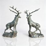 two Elk Standing on the Rock Statues