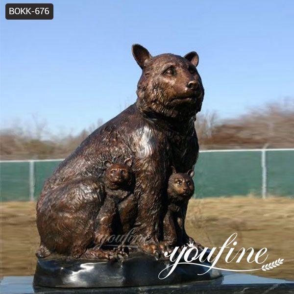 Bronze Bear Family Sculpture Mother and Kids for Sale BOKK-676 - Bronze Animal Sculpture - 1