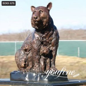 Bronze Bear Family Sculpture Mother and Kids for Sale BOKK-676