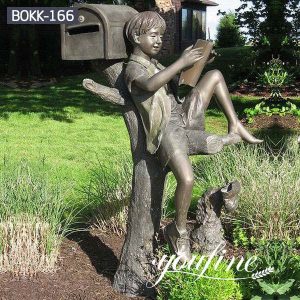 Garden Decor Bronze Boy Statue Reading Book for Sale BOKK-166