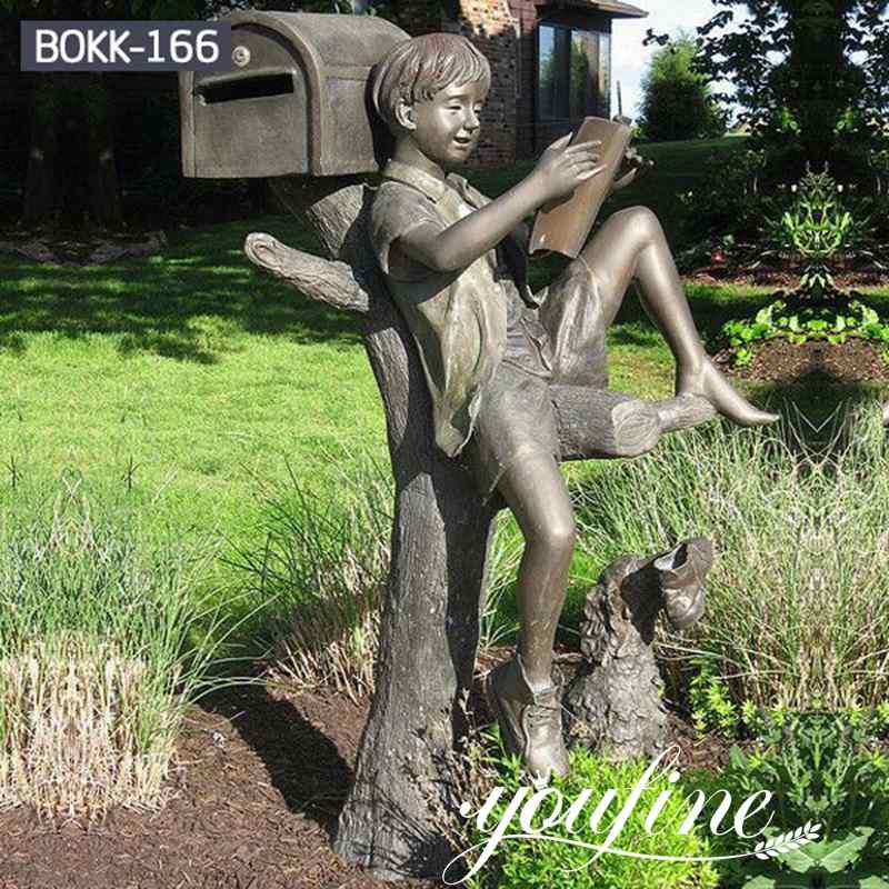 Garden Decor Bronze Boy Statue Reading Book for Sale BOKK-166 - Bronze Children Statues - 1