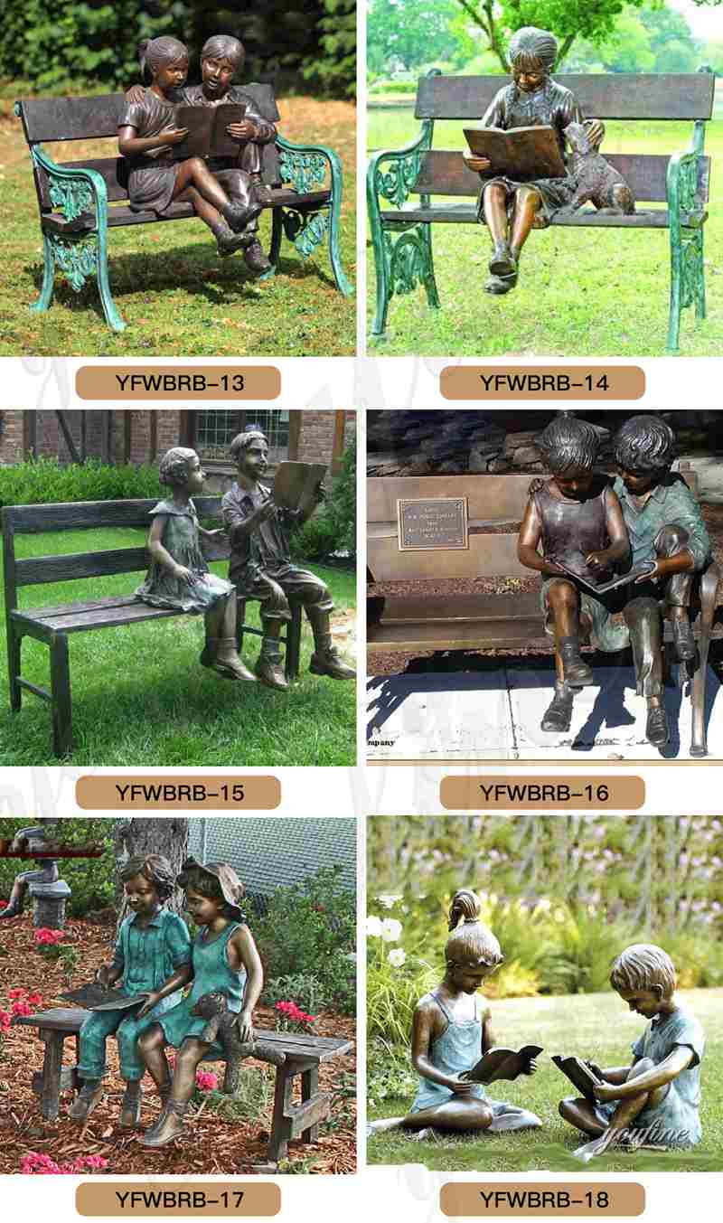 Garden Decor Bronze Boy Statue Reading Book for Sale BOKK-166 - Bronze Children Statues - 3