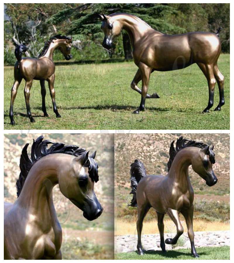 Outdoor Decoration Bronze Mare and Foal Statue for Sale BOKK-867 (5)