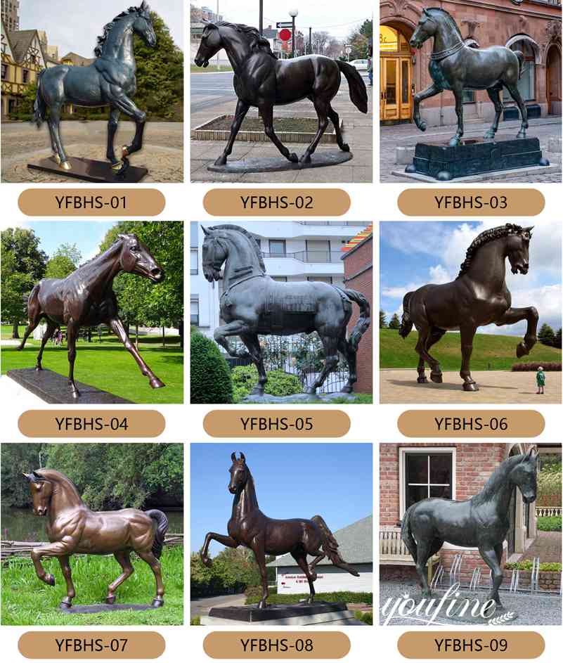 Outdoor Antique Bronze Running Horse Statue Sqaure Decor on Sale BOK1-009 - Bronze Horse Statues - 5