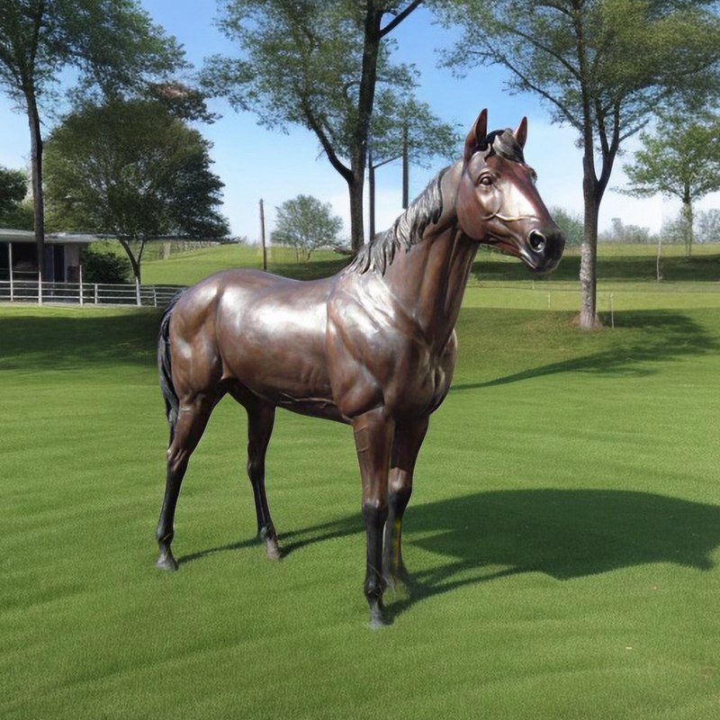 Bronze Life-size Horse Lawn Statue Outdoor Garden Decor for Sale BOK1-186 - Bronze Horse Statues - 1