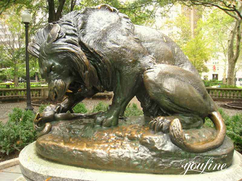 Garden Statues Lion Crushing a Serpent  BOKK-258 - Bronze Lion Statues - 5