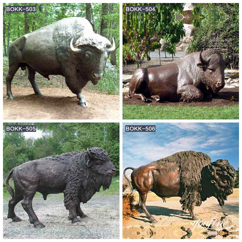 Life-Size Bronze Bison Statue Garden Square Decor Supplier BOKK-503 - Bronze Buffalo Statue - 6