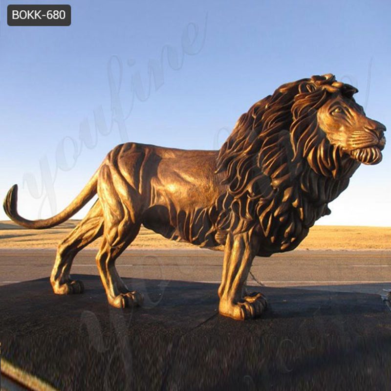 Outdoor Bronze Lion Statues Scenic Area Art Decor for Sale BOKK-680 - Bronze Lion Statues - 1