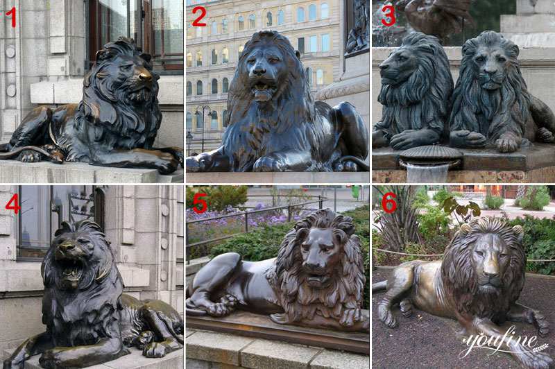 Life-Size Outdoor Bronze Lying Lion Statue BOKK-256 - Bronze Lion Statues - 4
