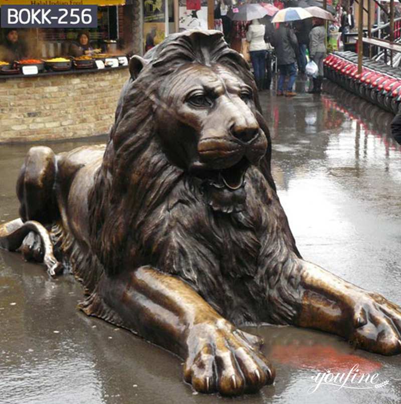 Life-Size Outdoor Bronze Lying Lion Statue BOKK-256 - Bronze Lion Statues - 1