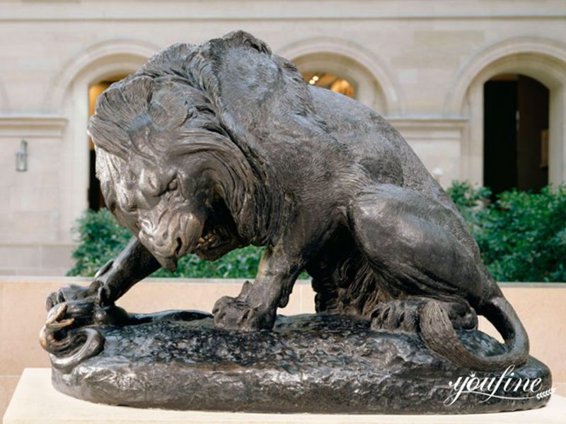 Garden Statues Lion Crushing a Serpent  BOKK-258 - Bronze Lion Statues - 3