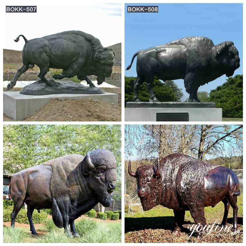 Life-Size Bronze Bison Statue Garden Square Decor Supplier BOKK-503 - Bronze Buffalo Statue - 12