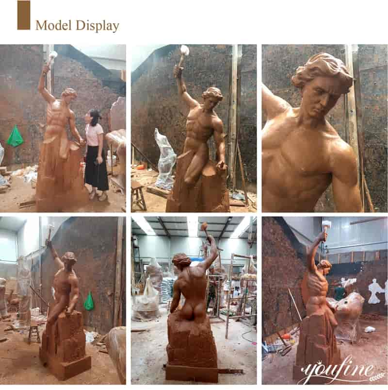 Hand-Carved Bronze Man Sculpting Himself Garden Decor Factory Supply BOKK-84 - Bronze Famous Sculpture - 5