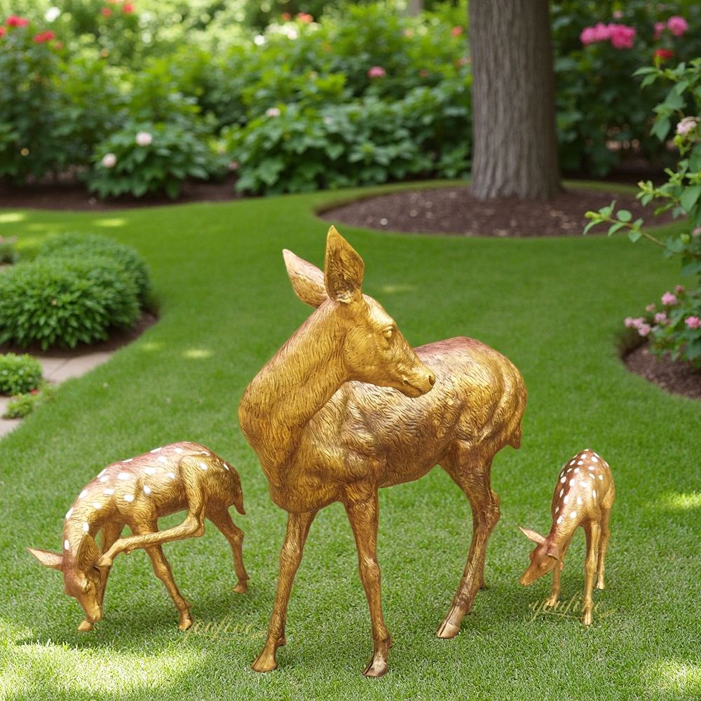 Bronze Doe and Fawn Statues