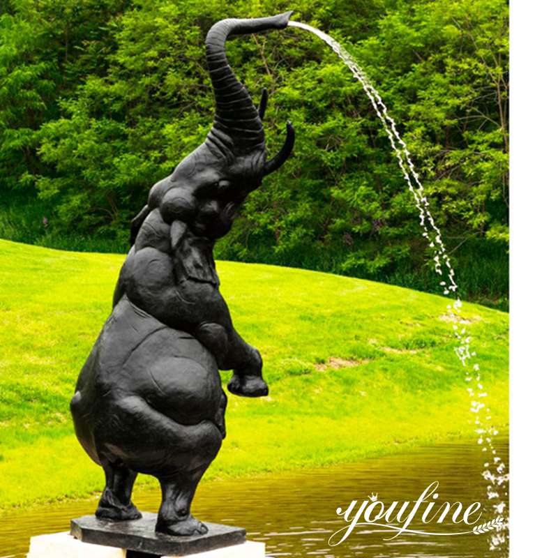 Life-Size Bronze Elephant Water Fountain Garden Art Decor for Sale BOK1-054 - Bronze Animal Fountain - 1