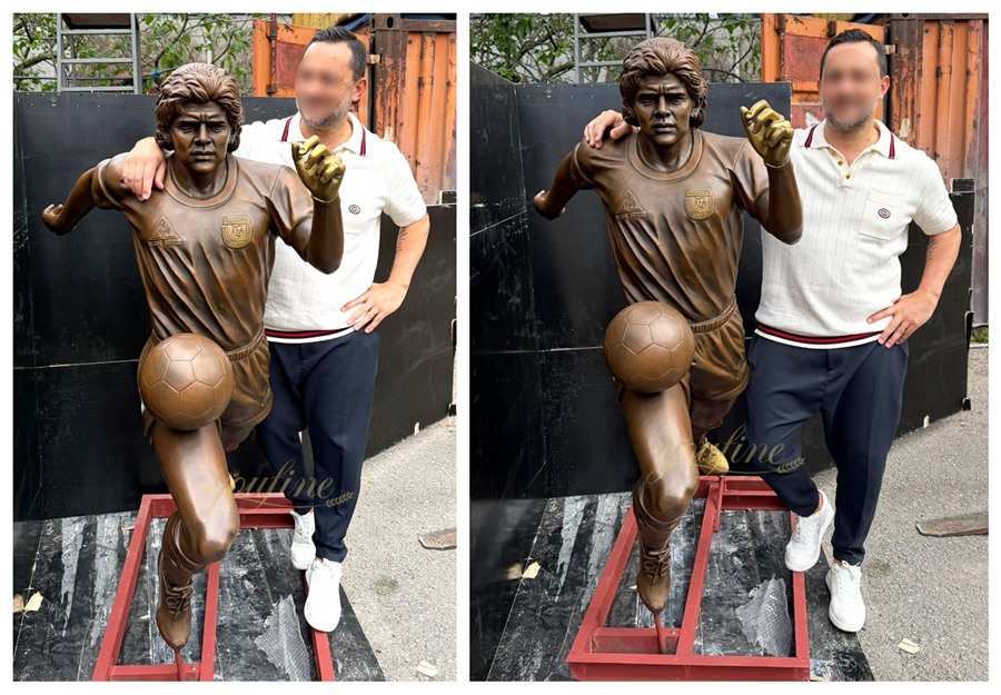 YouFine Bronze Gallery Custom Football Sculpture Photo with the Client