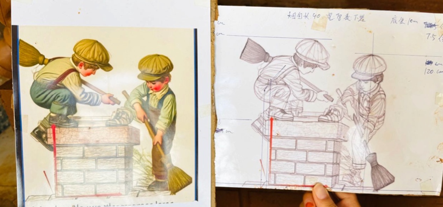 YouFine Bronze Gallery Design Draft for a Custom Chimney Sweep Boy Sculpture