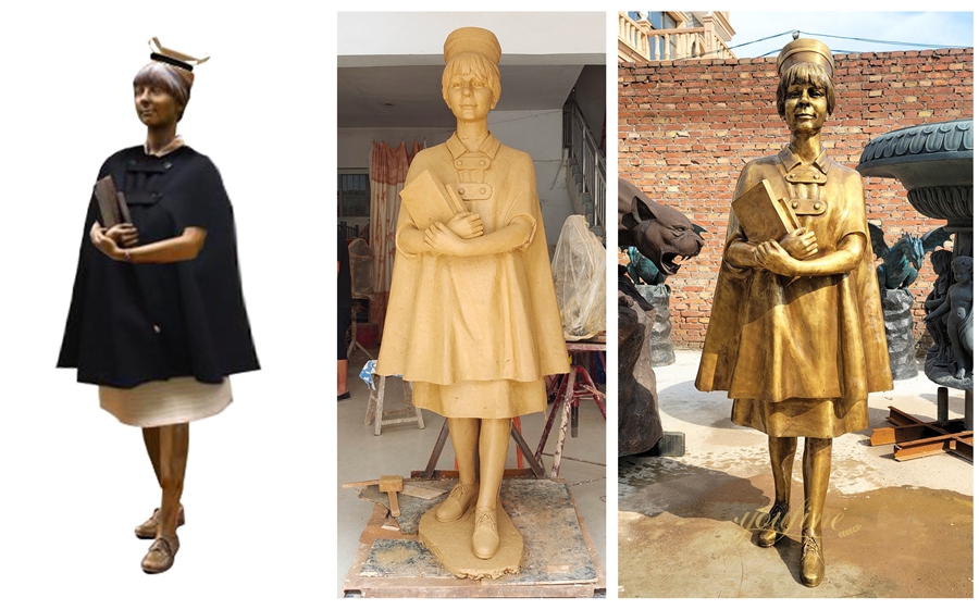 YouFine Bronze Gallery From Photo Clay Model to Finished Bronze Sculpture A Custom Nurse Sculpture