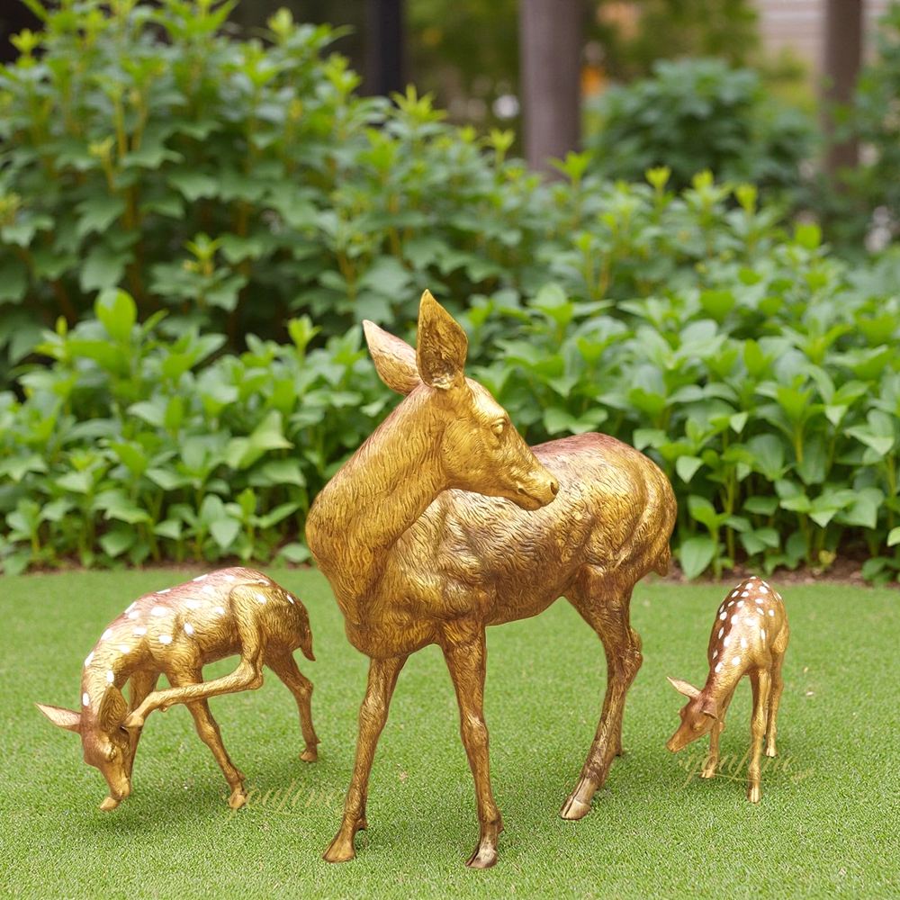 Garden Bronze Doe and Fawn Statues