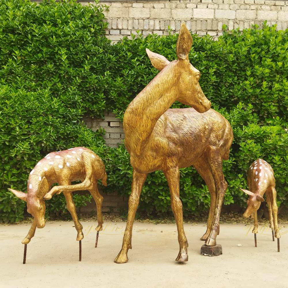 Garden Bronze Doe and Fawn