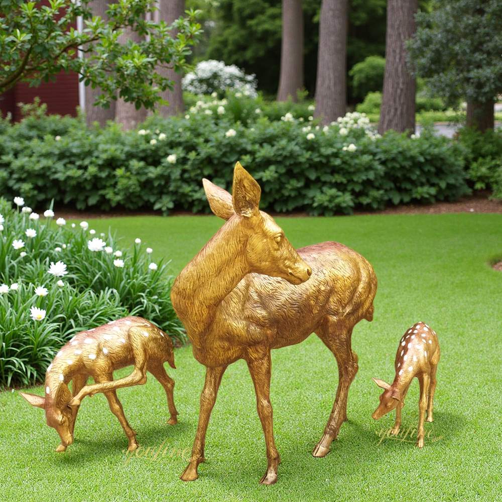 Cute Garden Doe and Fawn sculpture
