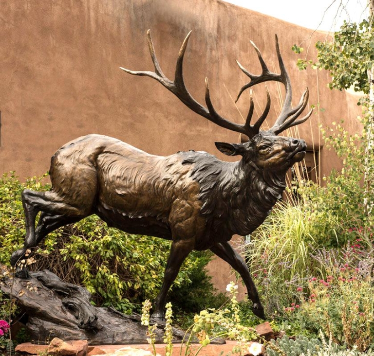 wildlife Head Held High Large Elk Statue