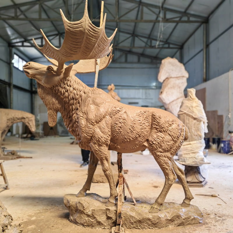 large outdoor Moose Garden Statue clay model