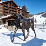 Moose Statue Outside The Ski Resort Lodge Hotel