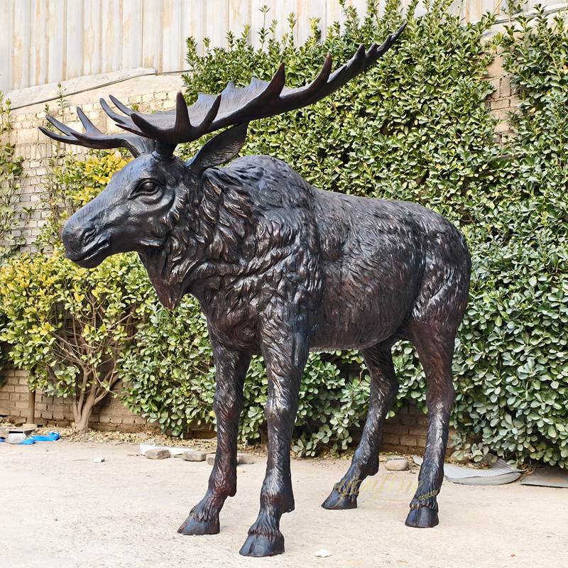 wild animal Standing Moose Yard Statue