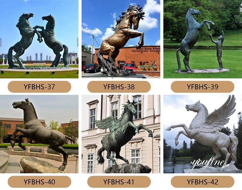Outdoor Life-Size Metal Rearing Horse Statue BOKK-236 - Bronze Horse Statues - 16