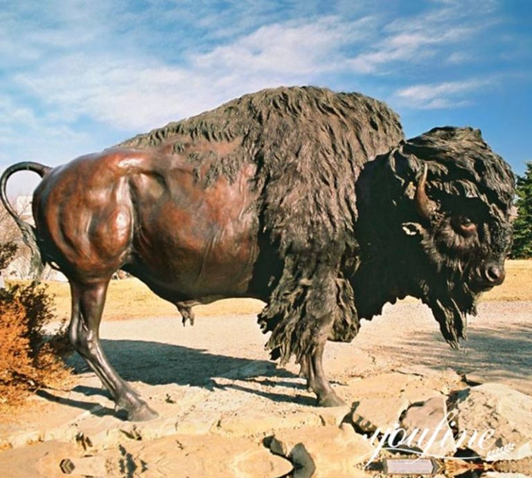 Bronze Bison Sculpture Details