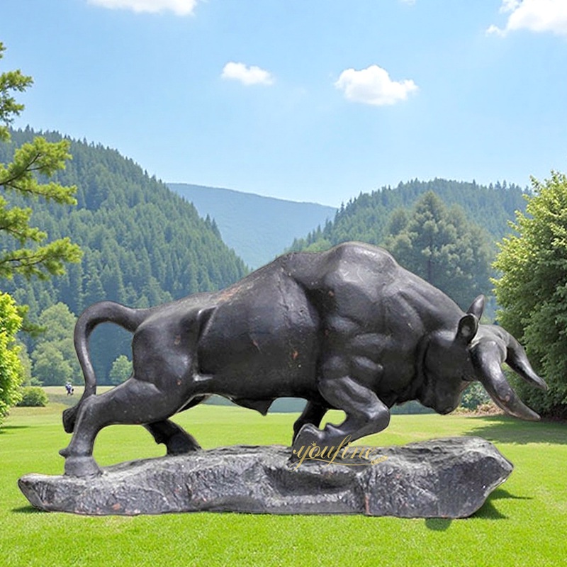 Outdoor Fighting Big Bull Statue BOKK-671 - Bronze Bull Sculpture - 2