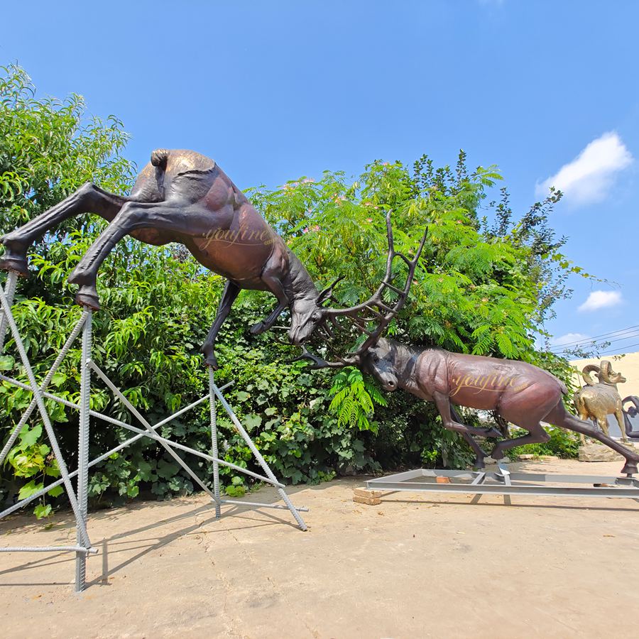 Real Estate bronze Fighting Bull Elk