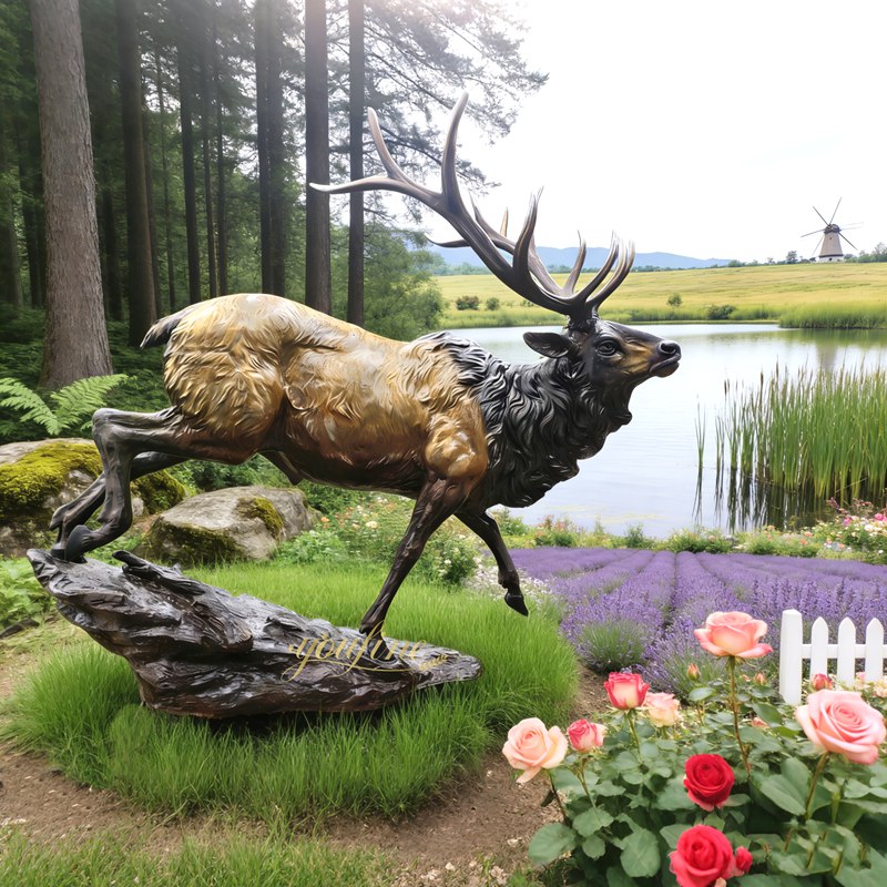 wildlife bronze Large Elk Statue