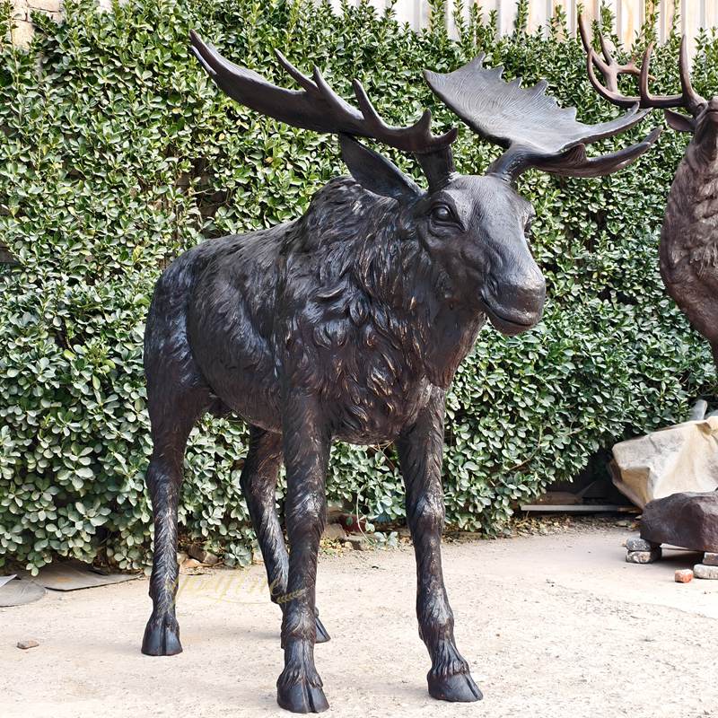 wild animal bronze Standing Moose Yard Statue