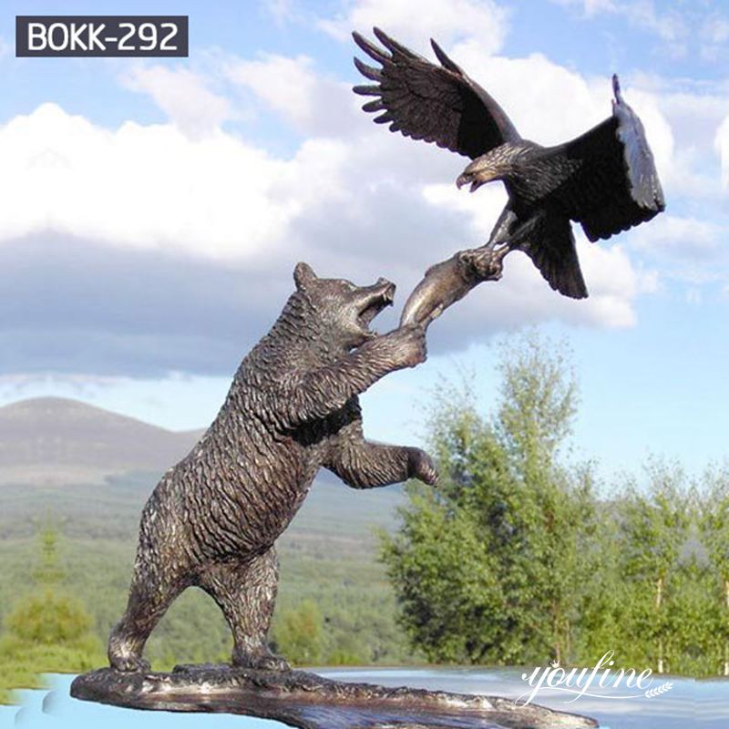 Life-Size Bronze Bear and Eagle Statue Client Good Feedback