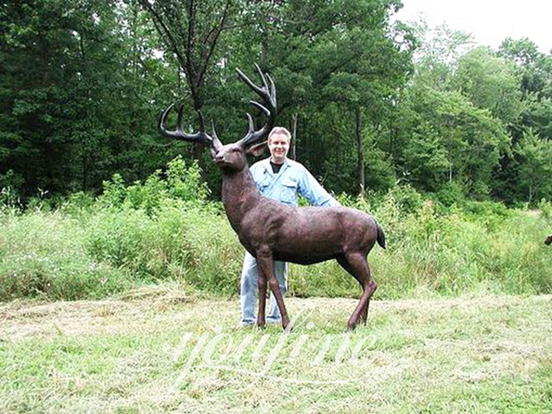 Outdoor Life Size Standing Bronze Reindeer Statue for Sale BOKK-269 - Bronze Deer Sculpture - 16