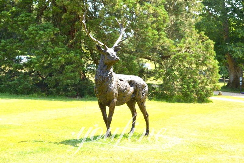 Outdoor Life Size Standing Bronze Reindeer Statue for Sale BOKK-269 - Bronze Deer Sculpture - 19