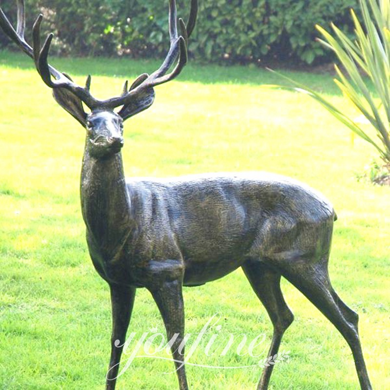 Outdoor Life Size Standing Bronze Reindeer Statue for Sale BOKK-269 - Bronze Deer Sculpture - 25