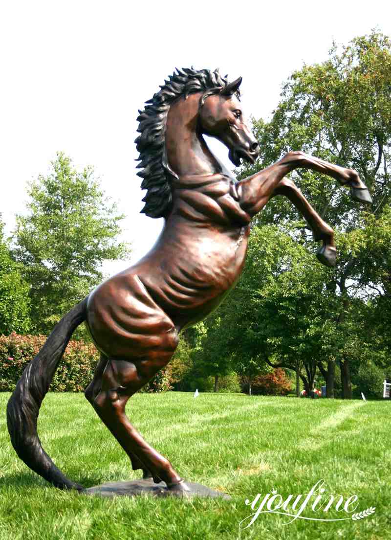 Outdoor Life-Size Metal Rearing Horse Statue BOKK-236 - Bronze Horse Statues - 1