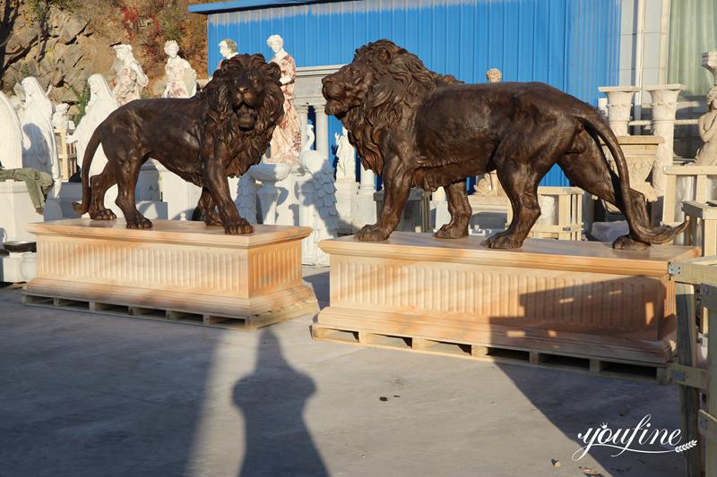 Antique Bronze Lion Statues Outdoor Manufactured  Crafts Cast Decor for Sale BOKK-944 - Bronze Lion Statues - 1