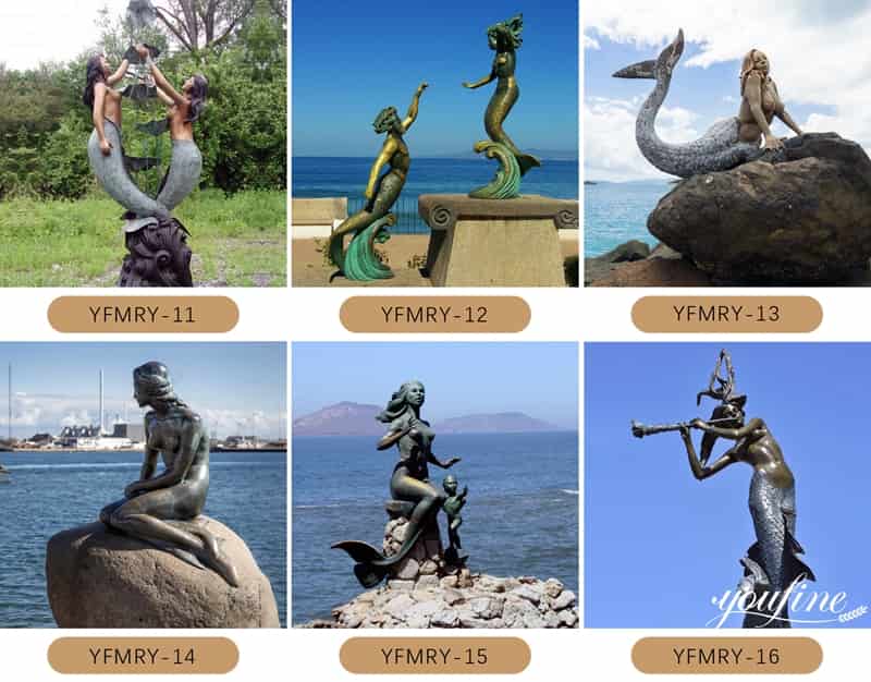 Bronze Mermaid Sculpture for Sale Art Decor Factory Supply BOKK-330 - Bronze Mermaid Sculpture - 6