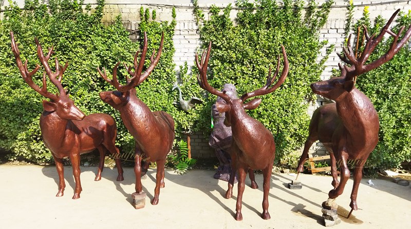 bronze wildlife mule deer sculpture in our factory