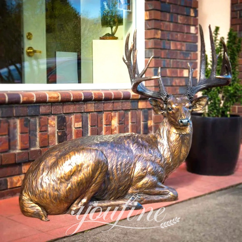 Outdoor Life Size Standing Bronze Reindeer Statue for Sale BOKK-269 - Bronze Deer Sculpture - 12