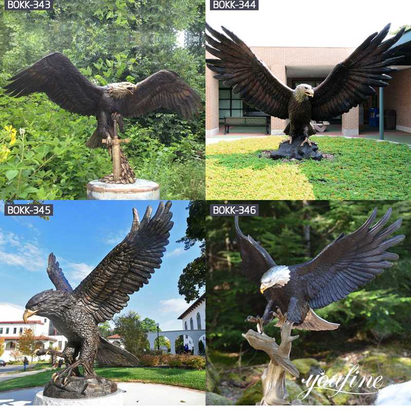 Large life-size Metal Eagle Statue Outdoor Customized Decor Suppliers BOK1-068 - Bronze Eagle Sculpture - 6